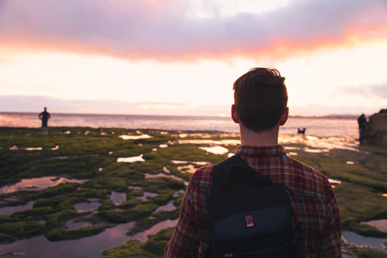 light-sunset-man-beach