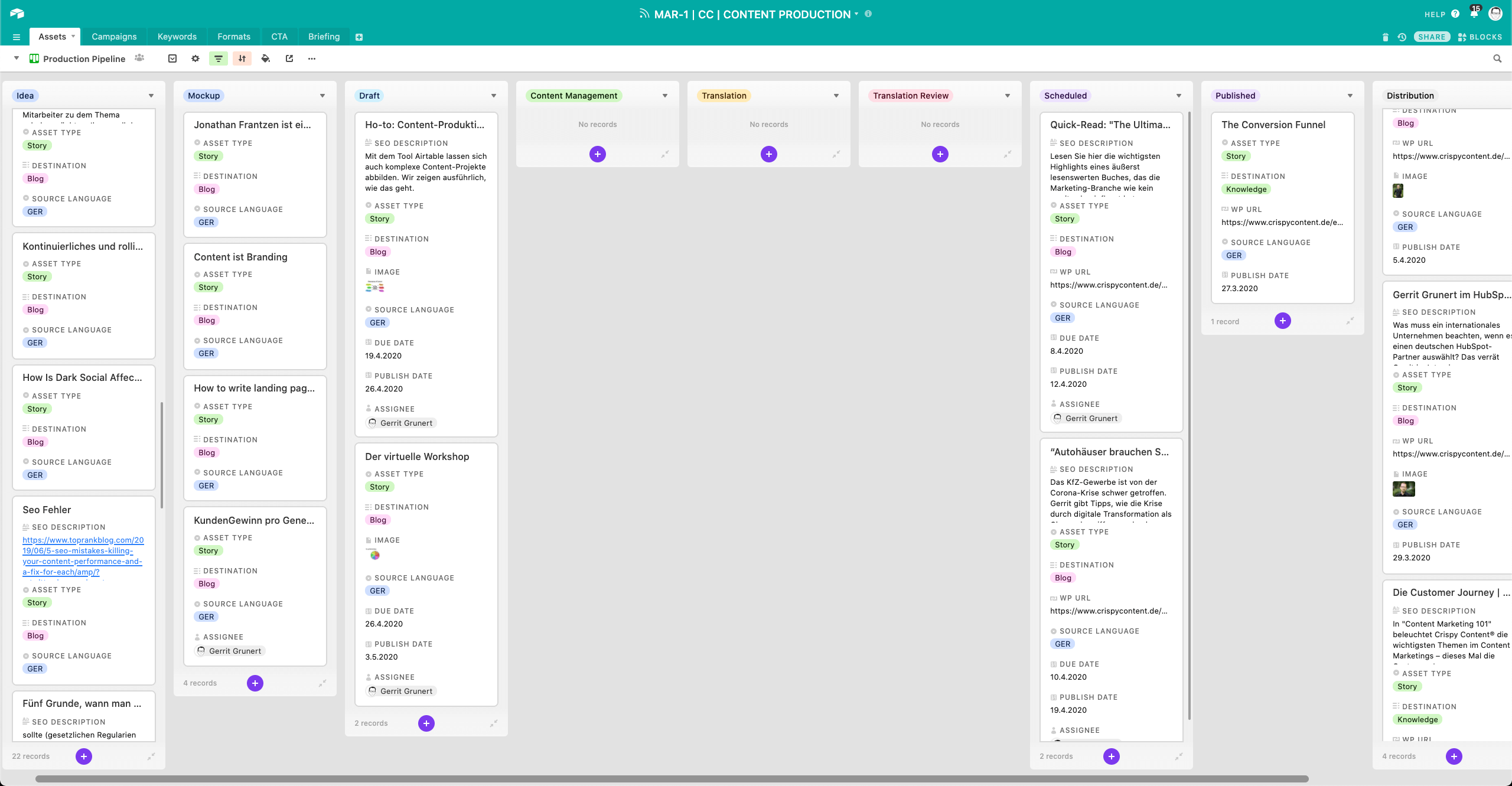 Production Pipeline, Airtable